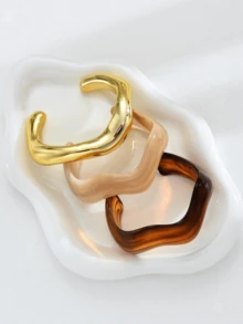 Bộ 3 vòng tay acrylic lượn sóng, kiểu dáng cổ điển, cá nhân hóa, mang phong cách xuyên biên giới châu Âu và Mỹ, món quà Ngày của Mẹ bán chạy. - Nhiều màu - Xem 2