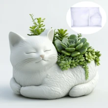 猫咪花盆树脂硅胶模具 可爱猫咪植物花瓶花盆装饰模具 石膏模具 水泥模具 混凝土模具 - A - 查看 2