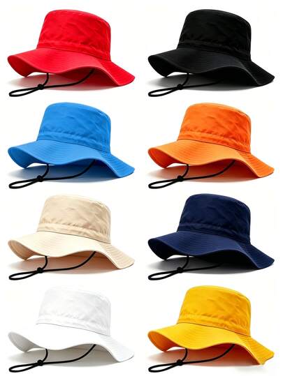 Mũ tai bèo bằng polyester, màu trơn, thích hợp cho câu cá, đi bộ hàng ngày, dã ngoại mùa hè, không chống tia UV, mùa xuân/hè.