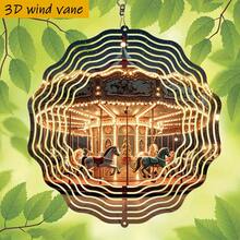 3D立体旋转豪华风车，夜空闪耀，尺寸25.5厘米/10英寸*25.5厘米/10英寸，带旋转挂钩，360° DIY创意风车，适合作为圣诞节、万圣节等节日礼物（不含吊坠），款式随机。 - 彩色 - 查看 2