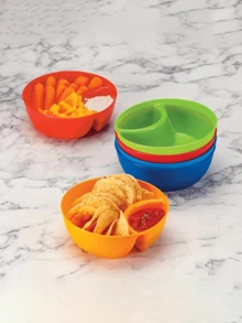 Bộ 1/2 bát nhựa đựng nước chấm có giá để nước sốt, hộp đựng nước chấm đa năng, có thể xếp chồng lên nhau để tiết kiệm không gian, thích hợp sử dụng trong gia đình và nhà hàng. - Nhiều màu - Xem 4