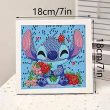 Panini Stitch Series Diamond Painting Kit With Frame, 4 Styles Cartoon Lilo & Stitch 5D Full Diamond DIY Handmade Art, Home Decor Gift Suitable For Stitch Fans - Sets - View 2