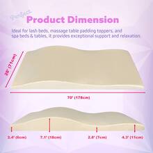 Lash Bed Topper – Ergonomic Memory Foam Pad With Plush Cover, Spa Table Cushion For Eyelash Tech, Salon Mattress For Beauty Beds, Compatible With Massage And Spa Setups – 28/70" (71/178 Cm) - Beige - View 2