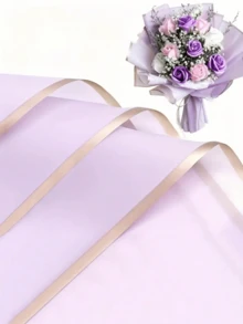 1/20/40張花卉包裝紙，花束包裝紙，金邊，韓式風格，花卉用品，23 X 23 英吋，適用於婚禮、情人節、生日、聖誕節，DIY禮物包裝裝飾，適用於房間裝飾 - 淡紫色 - 查看 10
