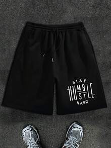 Men's Letter Print T-Shirt And Drawstring Waist Shorts Set Mens Matching Set, Mens Two Piece Set, Streetwear, Casual Outfits, Loungewear, Summer Fits, Mens Tracksuit, Graphic Tee Set, Vacation Outfit, Athleisure,Vintage T Shirts,Polo,Graphic T Shirts,Graphic Tees,Traje De Hombre Elegante,Jerseys,Funny T Shirt,Funny Shirts,Sudaderas Para Hombre,Shorts De Hombre,Mens Clothes,Shorts,Men 2 Piece Set,Summer Clothes,Easter Outfits,Mens Clothes,Two Piece Set Women,Summer Outfits - Quần short đen - Xem 1