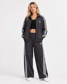 adidas originals Woven Firebird Adilenium Zip-Off Track Top 復古條紋品牌Logo印花立領拉鍊運動寬鬆百搭長袖夾克外套女款 黑色 - 黑色 - 查看 8