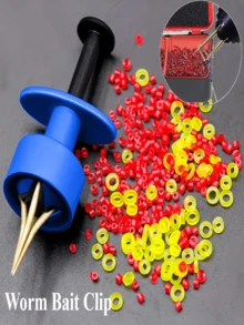 1pc Fishing Clip With 2pcs Elastic Rubber Bands, Designed For Worm Bait, Suitable For Handmade Particle Bait, Applicable For Freshwater And Saltwater Fishing, Battery-Free - Multicolor - View 2