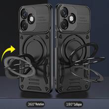 适用于荣耀X5C 4G/兼容荣耀X5C Plus 4G/兼容荣耀Play10A 4G 2025的手机壳，内置360°旋转磁吸指环支架，防震保护壳 - 黑色 - 查看 5