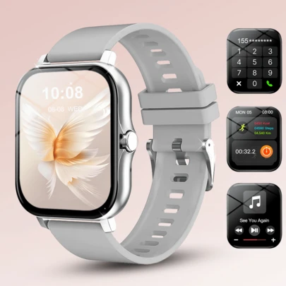 1 pieza Reloj inteligente de silicona unisex, puede hacer/recibir llamadas, contar pasos, contador de calorías, seguimiento de distancia deportiva, múltiples modos deportivos, alarma y recordatorio de llamadas/mensajes, smartwatch multifuncional de fitness, pantalla táctil completa de 1.83", compatible con Android e iOS, regalo de Navidad y Halloween