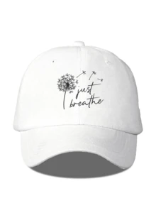1 pieza Gorra de béisbol ajustable con estampado de diente de león "Just Breathe", gorra casual negra de papá, gorra de camionero adecuada para exteriores, senderismo, pesca, protección solar, gorra con lema inspirador, vacaciones, festival - multicolor - Ver 10