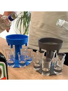 1 Peça Dispensador de Bebida Alcoólica com 6 Peças de Suporte para Copos, Distribuidora de Bebida para Festa, Acessório de Jogo de Servir Bebida Rápida - Multicolorido - Visão 4