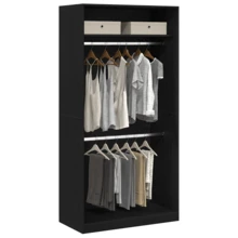 vidaXL Kleiderschrank mit Regal Schwarz Eichen-Optik 100 x 50 x 200 cm - Schwarz - Übersicht 3