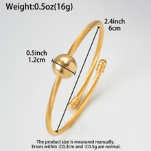 極簡 18K 金不鏽鋼圓珠雙層螺旋手鍊，女款日常穿搭時尚多層次飾品 - 金色 - 查看 7