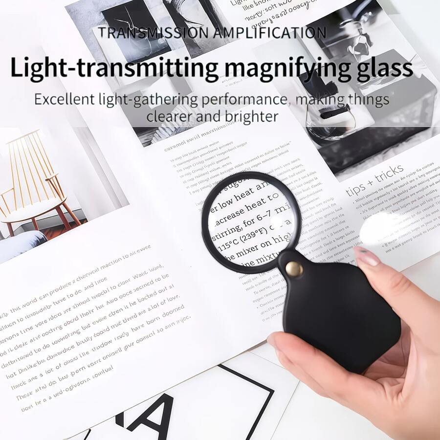 12X Magnifying Glass With Faux Leather Case - Portable Microscope - Foldable Design - Ergonomic Handle - Suitable For Reading, Inspection, Crafts, Jewelry Etc. - Compact Inspection Tool With Durable Rotating Protective Cover - Essential For Daily Reading - Vision Assistance Product