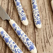 5/20 piezas Juego de cubiertos de acero inoxidable con mango de porcelana azul y blanca, incluye cuchillo de mesa, tenedor, cuchara, cucharilla, cuchara para niños, tenedor de fruta y tenedor pequeño, adecuado para uso diario, hoteles y restaurantes - Multicolor - Ver 9