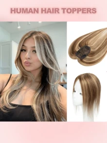 Invisible Clip-In Hair Topper With Bangs, Multi-Clip Secure Fit, Suitable For Thinning Hair And Crown Coverage, Lightweight Seamless Volumizing Hair Extension, Natural Style Hair Piece, Essential For Weddings, Parties, Concerts, Travel, Holidays And Self-Care - Multicolor - View 14