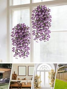 1pc Artificial Violet Hanging Vine, Tri-Color Pansy Artificial Hanging Vine, UV-Resistant Green Plant, 75cm/29.5in Length, Suitable For Home Decor, Office Decor, Party Decor, Bridal Decor, Wedding Decor, Spring Decor, Holiday Decor, Bathroom Decor, Living Room Decor, Bedroom Decor, DIY Floral Bouquet, Gardening Decor, Summer Decor - Multicolor - View 6