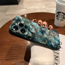 TPU Minimalist Blue Butterfly Element Blue Gold Glitter Butterfly Pattern Fashion 1pc Minimalist Butterfly Eye Skin-Feel Anti-Drop TPU Phone Case Compatible With IPhone 17/11, 16 Pro Max, 16 Pro, 16, 15 Pro Max, 14 Pro Max / Galaxy S25 Series, A16 / Honor X6A, X7B, X8B / 13C, Note 13, International Version, Not The Domestic Version Spring Gift Birthday - Black - View 5