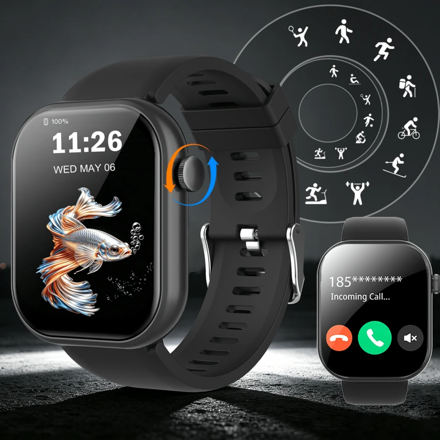 2026 Upgraded Smart Watch, Wireless Calling, 2.01" Display, Women's Watch, Fitness Tracker, Multiple Sport Modes, Stopwatch, Step & Calorie Counter, Remote Camera, Music Control, Multi-Function Men's Watch