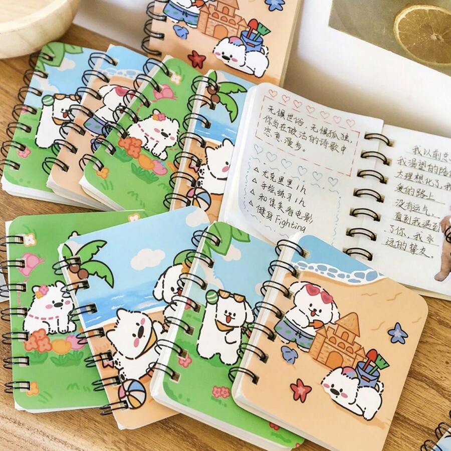 Bộ 4 cuốn sổ tay rời hình chú chó hoạt hình (mẫu ngẫu nhiên), sổ tay trống khổ A7, quà tặng văn phòng phẩm cho học sinh, quà nhỏ, sổ tay hình mèo con, đồ dùng học tập, quà tặng tựu trường. - Nhiều màu - Xem 1