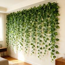 12pcs Artificial Green Ivy Hanging Decor, Realistic Soft Leaves, Suitable For Indoor Decoration, Wedding, Party And More Occasions - Multicolor - View 1