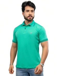 camisa masculina   Verão    gola polo verde claro - Vinho - Visão 7