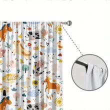 2pcs Cute Puppy Pattern Blackout Thermal Curtains - 100% Polyester Machine Washable Rod Pocket Curtains, Suitable For Bedroom, Living Room, Kitchen, Balcony - Modern Animal Theme Home Decor (Rods Not Included) - Light Grey - View 5