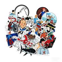 25 miếng dán vinyl chống thấm nước hình truyện tranh Tintin kinh điển, dùng để trang trí vali, laptop, ván trượt. - Nhiều màu - Xem 3
