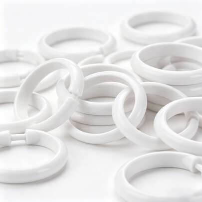 12pcs Plastic Shower Curtain Rings, Smooth Sliding Shower Rod Rings For Bathroom, White, Multi-Purpose Hangers