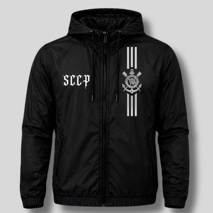 Corinthians Unisex Waterproof Windbreaker Jacket - Black - View 1