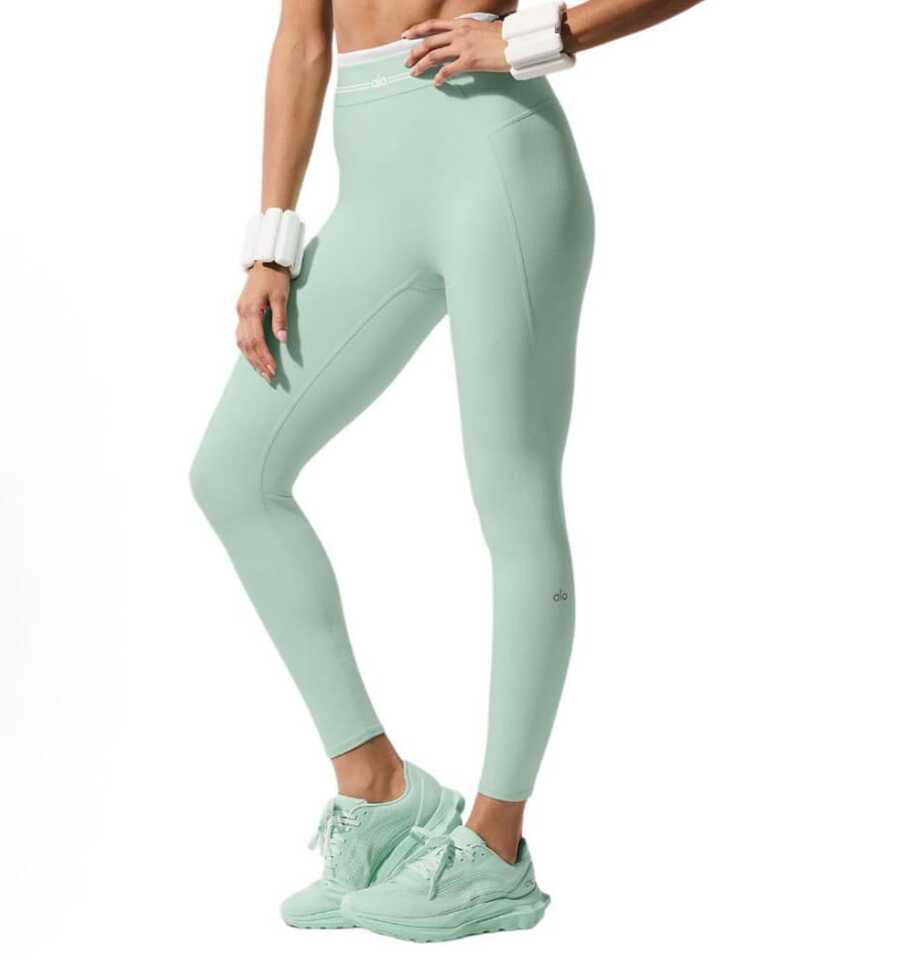 Alo Yoga Airbrush High-Waist 7/8 Better Together Legging | Sculpting Performance Fabric | Unique Panelled Design | Luxury Studio-To-Street Essential | Iconic High-Compression Silhouette - Mint Green - View 1
