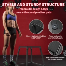 Hodeffior Steel Plyometric Jump Box, 31 / 46 / 61 Cm Plyo Box,Anti-Slip Rubber Surface & Stable Trapezoidal Design, Fixed Non-Slip Pads Fitness Jump Platform For Strength Training, Home & Gym Use - Black 12+18+24in - View 2