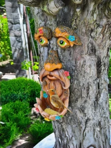 1pc Tree Face Decor, Outdoor Tree Face Art, Tree Trunk Face Decoration, Outdoor Tree Decor - Multicolor - View 5
