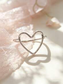 1pc Heart Shaped Ring, Minimalist & Cute, Suitable For Daily Wear Or Festivals - Love - View 29
