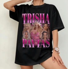 Trisha Paytas Retro Collage Shirt | Oversize Fan T-Shirt Black - Black - View 11