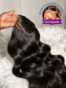 30英寸波浪假发，13x4高清蕾丝前假发和5*5蕾丝闭合假发，真人发混纺，30英寸波浪，180%/200%密度预修剪巴西假发，女士蕾丝前假发，无需胶水 - 自然色&黑色系 - 查看 1