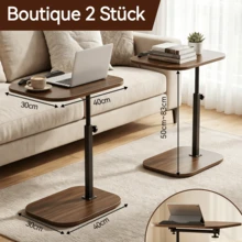2er-Set C-förmiger Sofa Beistelltisch, Höhenverstellbar & 360° Drehbar, Klappdeckel Tablett für Couch, Bett & Liege, Multifunktionaler Snack Tisch, Leicht zu Reinigen - Schwarz • 2er Set - Übersicht 3