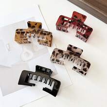 4 Peças Presilhas de Cabelo Retangulares Grandes com Design Côncavo e Estampa de Leopardo Retrô para Mulheres, Acessórios de Cabelo Elegantes e da Moda, Adequados para Uso Externo, Diário, Praia, Estilo Minimalista e Doce, Tamanho Grande, Festival, Festa - Multicolorido - Visão 6