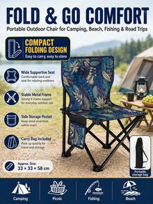 1pc Outdoor Folding Moon Chair, Beach Chair, Fishing Chair, Foldable Camping Table And Chair, Portable Outdoor Leisure Camouflage Folding Chair, Foldable Stool, Portable Sketching Folding Chair, Camping Chair, Fishing Gear, Beach Accessories, Spring Camping Gear, Easter Picnic Essentials, Memorial Day Outdoor Seating, Road Trip Necessity, Beach Travel Essential - Multicolor - View 1