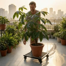 360°旋转带轮花架,移动方便,铸铁户外装饰,植物支架,园艺用品,花盆托盘配件,重型铁艺花盆架,适用于室内/室外大型盆栽植物、花盆、露台 - 多款式 - 查看 4