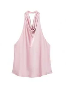 HZXVIC Women's Summer New Solid Color Sexy Backless Cold-Shoulder Blouse, Suitable For Dates And Parties - Baby Pink - View 6