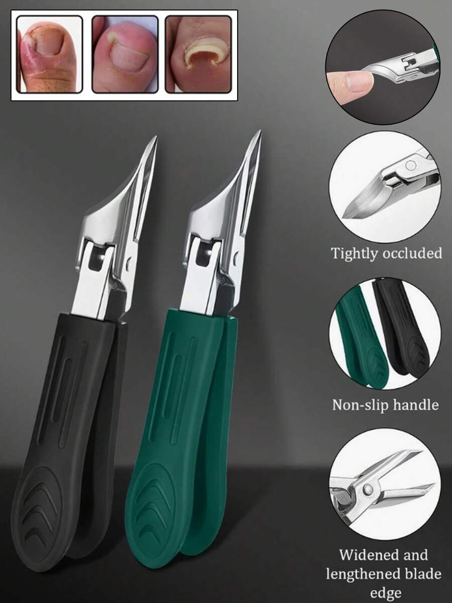 Portable High-Precision Stainless Steel Nail Clipper, Designed For Thick Toenails, Professional Foot Care Tool With Soft Handle And 25-Degree Ultra-Sharp Blade, Unisex Foot Grooming Tool With Anti-Splash Function - Multicolor - View 1