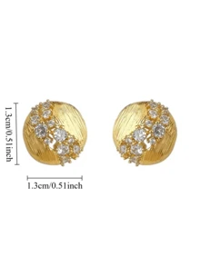 1 Đôi bông tai tròn đính đá Zirconia, kiểu dáng sang trọng khoét rỗng. - Vàng - Xem 8