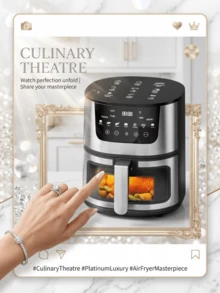 SOKANY Smart Visual Touchscreen Air Fryer Oven Combo, Large Capacity Oil-Free Multi-Function Cooking Machine, Suitable For Baking And Heating - Black - View 7