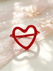 1pc Heart Shaped Ring, Minimalist & Cute, Suitable For Daily Wear Or Festivals - Love - View 11