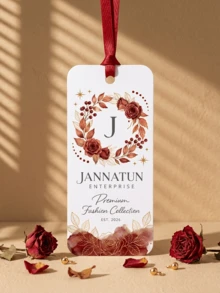 12pcs/24pcs/48pcs Customized Floral Design Hang Tags (With Ribbons), 4 Floral Designs, Customizable Text Content, Suitable For Clothing, Shoes, Gifts, Packaging, Branding, High-Quality Material Tags For Apparel Stores, Handmade Gift Boxes, Accessories Packaging, Holiday Presents - Multicolor - View 6