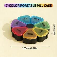 7-Day Portable Pill Case, 7 Compartments Design To Store Tablets, Capsules, Supplements, Flower Petal Shaped - View 10
