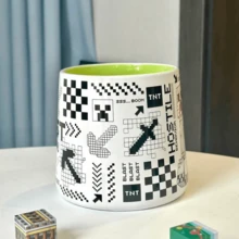 Minecraft 我的世界苦力怕主题陶瓷马克杯，600毫升大容量带把手，水杯，高品质印花，适用于办公室/家庭/学生书桌咖啡杯 - 彩色 - 查看 3