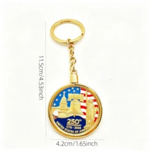 2026 America 250th Anniversary Keychain For Men Women, Alloy Metal Commemorative Keyring With 1776-2026, Heavy Duty Corrosion Resistant Keychain, Meaningful Patriotic Gift For History Lovers Dad Him Her - 金色 - 查看 5