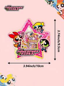 THE POWERPUFF GIRLS 20张官方透明PET贴纸，可爱毛茛花透明贴纸，防水卡通贴纸，适用于水瓶、笔记本电脑、笔记本，非常适合剪贴簿、DIY手工和收藏 - 粉色 - 查看 5